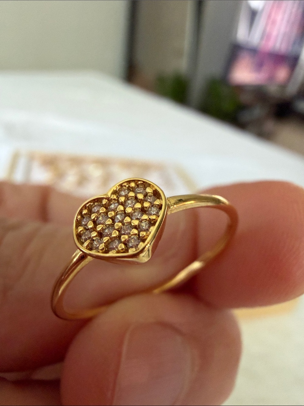 Gold Filled Heart Pavé Ring - Women Jewelry